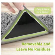 Cavise 12 Pcs Rug Tape, Non Slip Rug Pads Grippers For Hardwood Floors And Tiles, Reusable Carpet Tape For Area Rugs, Double-Sided Adhesive Rug Stickers Keep Corners Flat (Black)