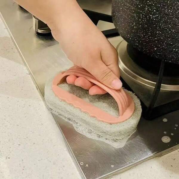 1 pieza/Cepillo para bañera con mango, cepillo de limpieza para azulejos de baño, descontaminación de cocina, cepillo para lavar ollas, esponja mágica para limpiar