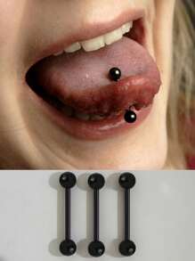 3/6件装透明黑白亚克力UV柔性舌钉，乳白色美甲多功能穿刺钉，时尚朋克极简风格，适合日常佩戴和派对，男女通用