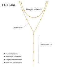 1pc Foxgirl Women's Lasso Gold Necklace, Exquisite Long Necklace 14k Gold-Plated/Silver Y-Shaped Pendant Necklace Fashionable Layered Cubic Zirconia Bead Necklace Pendant Necklace Simple Gold Jewelry Women's Gift - 金色 - 查看 5
