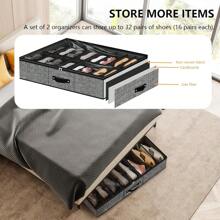 1 件 12 格可折叠床下鞋盒，12 个隔层防尘无纺布可堆叠鞋子收纳盒，节省空间且结构坚固，由 2 毫米厚纸板制成，适用于高跟鞋和运动鞋，29.3 英寸，家庭必备整理和收纳 - 彩色 - 查看 4