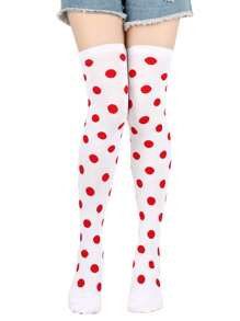 Un par de medias decoradas con lunares rojos, ropa decorada con lunares tipo mariquita, adecuado como accesorios de disfraz para fiestas festivas, bailes de maquillaje, uso en Halloween, regalos, cosas lindas.