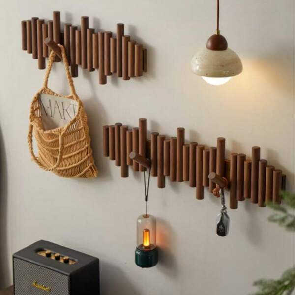 Gancho de pared montado en madera creativo, 1 pieza, gancho de pared multiusos, estantería para la entrada, sala de estar, dormitorio, cocina, baño, organizador