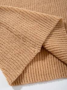 ANDREILEE 男士休闲宽松圆领纯色套头毛衣，通勤百搭，秋冬季 - 棕色 - 查看 7