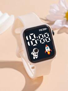 1pc Children/Student Fashionable Astronaut Design LED Electronic Watch With Date Display, Suitable For Everyday Use