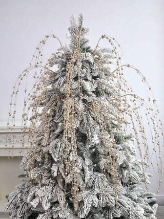 1/3/6 PIEZAS Plantas artificiales brillantes con purpurina y polvo dorado de 100 cm, decoraciones y adornos para árbol de Navidad, para fiestas de boda, hogar, interior, mesa de comedor, habitación, decoración, regalo, corona, accesorios de decoración de ratán, decoración de árbol de Navidad y plantas de Navidad