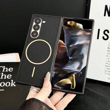 1 件 PU 皮革菱形图案磁性手机壳适用于三星 Galaxy Z Fold 7 6 5 4 3 5G - 黑色 - 查看 5