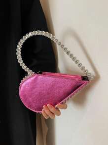 女士优雅心形晚宴包、迷你心形晚宴包、婚礼手拿包、女士优雅手提包，适合派对舞会优雅心形晚宴包、水钻装饰晚宴包、完美的手提包，适合派对和舞会的新奇礼物，适合新人与白领人士参加派对、舞会、婚礼