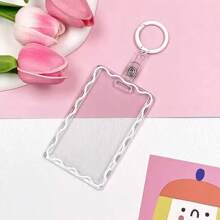 1 件带钥匙扣的卡夹 B 级可爱简约亚克力身份证夹霓虹透明适用于办公室身份证徽章卷轴驾驶执照和通行证 - 彩色 - 查看 7