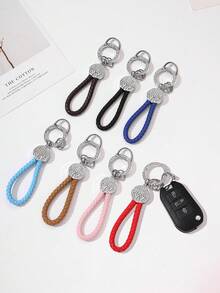 1pc Rhinestone Leather Keychain, Deer Horn Design Meaning "With You All The Way", Available In Black, Dark Brown, Blue, Light Brown, Pink, Rotatable Silver Head, Zinc Alloy Material, Minimalist, High-End, Suitable As Small For Friends And Family Halloween Accessories Teachers Day Christmas Gift Ideas Bag Accessories Lanyards With Id Holder Car Accessories Bag Charms
