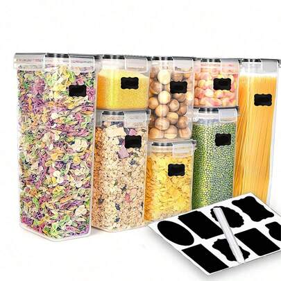 30pcs Closed Food Storage Containers With LIDS, Plastic Kitchen Pantry Organization And Storage, Dry Cargo Containers For Cookies, Grains, Pasta, Flour, Sugar, Labels, Markers, Dishwasher, Plastic Food Storage Containers