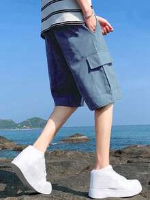 1pc Tween Boy Casual Sports Outdoor Pocket Shorts With English Letter Print, Spring/Summer