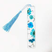 12 件亚克力书签、学习用品、文具礼品书、办公书签、干花书签、花朵书签、带流苏的花朵页面标签、随机选择的节日礼物流苏颜色 - 多色1 - 查看 11