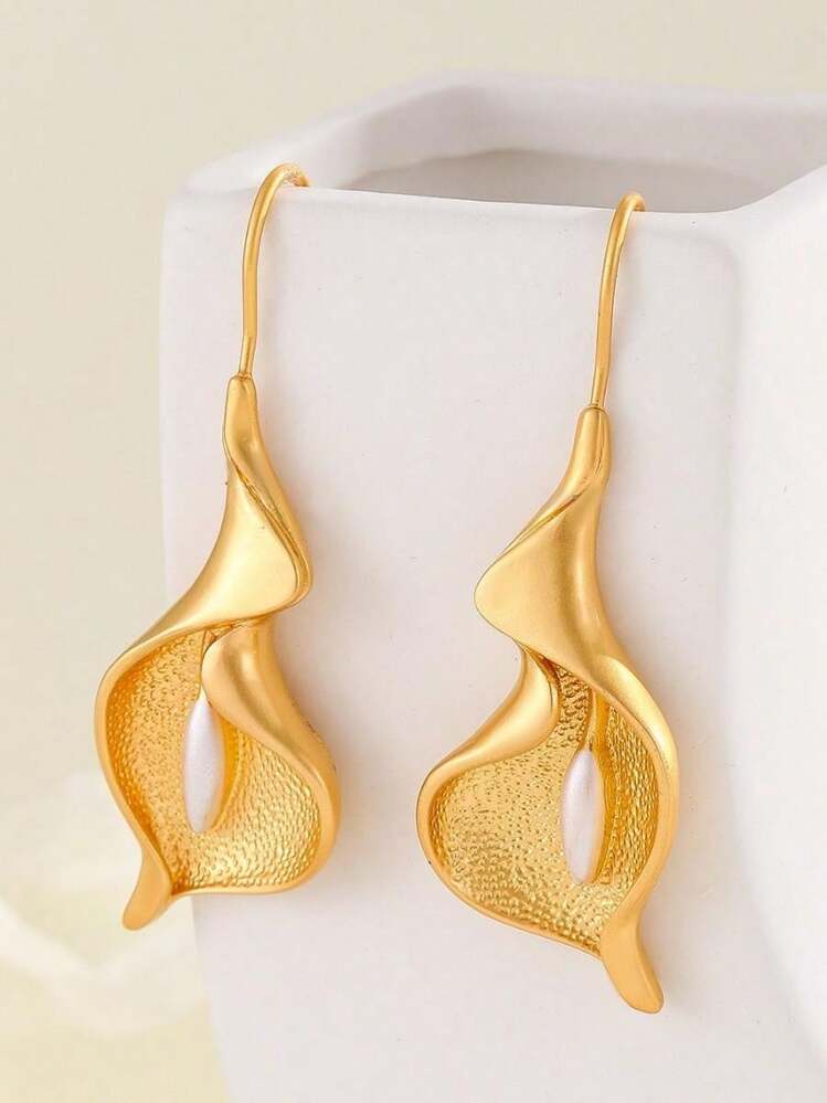 1 件优雅的法式复古风马蹄莲花项链，适合女士，合金开口袖口设计，适合派对、宴会和送礼 - 四季配饰 - 彩色 - 查看 5