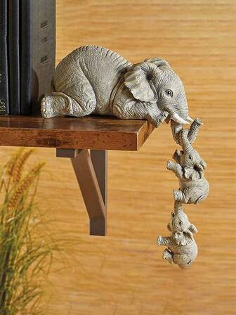 Set de 3 figuras de elefante de resina, artesanías de decoración del hogar, adornos colgantes, decoración de la sala de estar