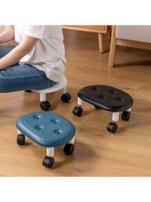 1 件移动矮凳带旋转脚轮 - 不含甲醛的塑料脚凳，适用于家庭、客厅、卧室 - 舒适的多用途圆形脚凳、工具和配件，无香型