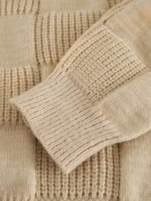 1pc Men's Solid Plaid Round Neck Sweater, Casual, Sports, Fitness, Fashion, Versatile, Outdoor, Street Style, Loose, Textured Knit, Autumn/Winter