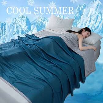 1pc Solid Color Wavy Pattern Summer Cooling Blanket, Lightweight Luxurious Modern Design, Skin-Friendly Breathable Quick-Drying Icy-Feel Blanket, Cooling Blanket Suitable For Hot Sleepers | Summer Bedroom & Travel, Relieve Night Sweats & Spa Relaxation