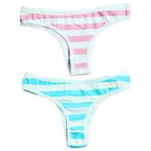 Joyralcos Japanese Striped Panties Bikini Cotton Anime Blue Pink Cosplay Underwear 2 Pack Briefs - 白色 - 查看 1