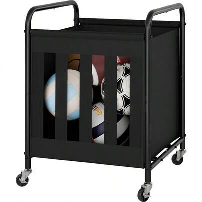 Ball Storage With Wheels Ball Cart For Garage Garage Sports Equipment Organizer With Hooks Balls Organizer For Basketball Football Volleyball