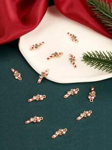 5/10/20pcs Small Crutch Alloy Oil Drop Pendant Christmas New Year Hair Accessories Bracelet Pendant DIY Jewelry Accessories