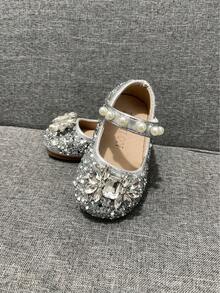 Sepatu Flat Bayi Modis, Sepatu Balita Musim Semi/Panas, Sepatu Putri Berkilau dengan Pita untuk Anak Perempuan, Cocok untuk Pesta, Pakaian Formal, Liburan - Perak - View 6