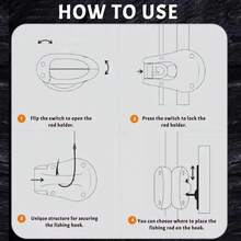 便携式鱼竿支架 紧凑型设计 鱼竿固定器 壁挂式鱼竿绑带夹 多功能鱼竿支架 - 彩色 - 查看 6