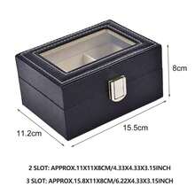 Jewelry Display Tray With Glass Top - PU Leather Watch Box Organizer Case With 3 Slots For Accessories And Keepsakes