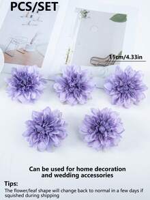 5/25pcs Artificial Hydrangea Silk Flower Heads, Suitable For Home Wedding Party Decor, Wreath Decor, Bridal Bouquet, DIY Floral Arrangement, Mother's Day, Birthday, Gifts - Purple - View 2