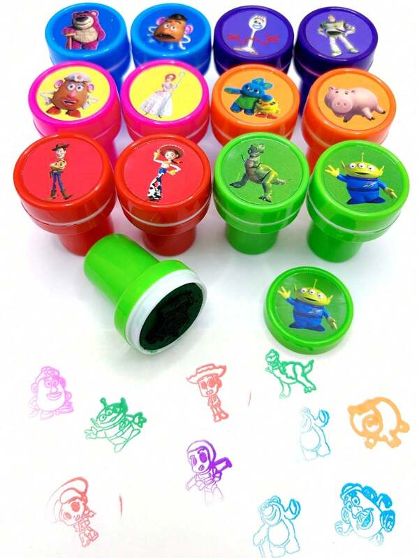 Takara Tomy 12/24Pcs Woody Three Eyes Cartoon Toy Signet Anime Pattern Reward Seal Birthday Party Gift