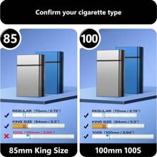 DSL Cigarette Case 20 Capacity Aluminum Automatic Slider 2 Pack Black+Silver 100mm 100S DSL