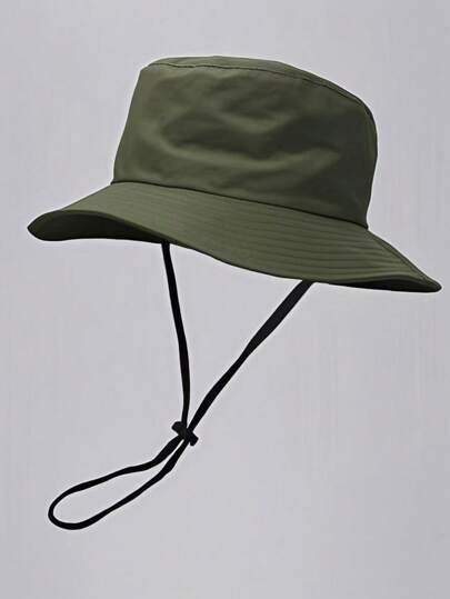 1 st unisex enfärgad hinkhatt med dragsko, utomhusresor vandring casual lätt modern sport solhatt, lämplig för alla åldrar, sommar solskydd