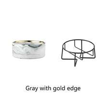 1pc (Iron Frame + Bowl) INS Ceramic Cat Bowl With Iron Frame, Cat/Dog Food Bowl, Pet Supplies, Prevents Neck Strain, Fine Texture, Anti-Grease Absorption, Smooth Glaze, Easy To Clean, Thick Bowl Bottom - Light Grey - View 14
