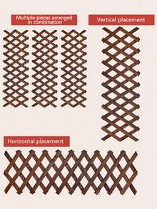 1 Piece Carbonized Wood Retractable Fence - Multi-Purpose Trellis For Climbing Plants, Decorative Outdoor Wall Panel, Solid Wood Grid For Flower And Lawn Fencing, Home And Garden Decor - Multicolor - View 6