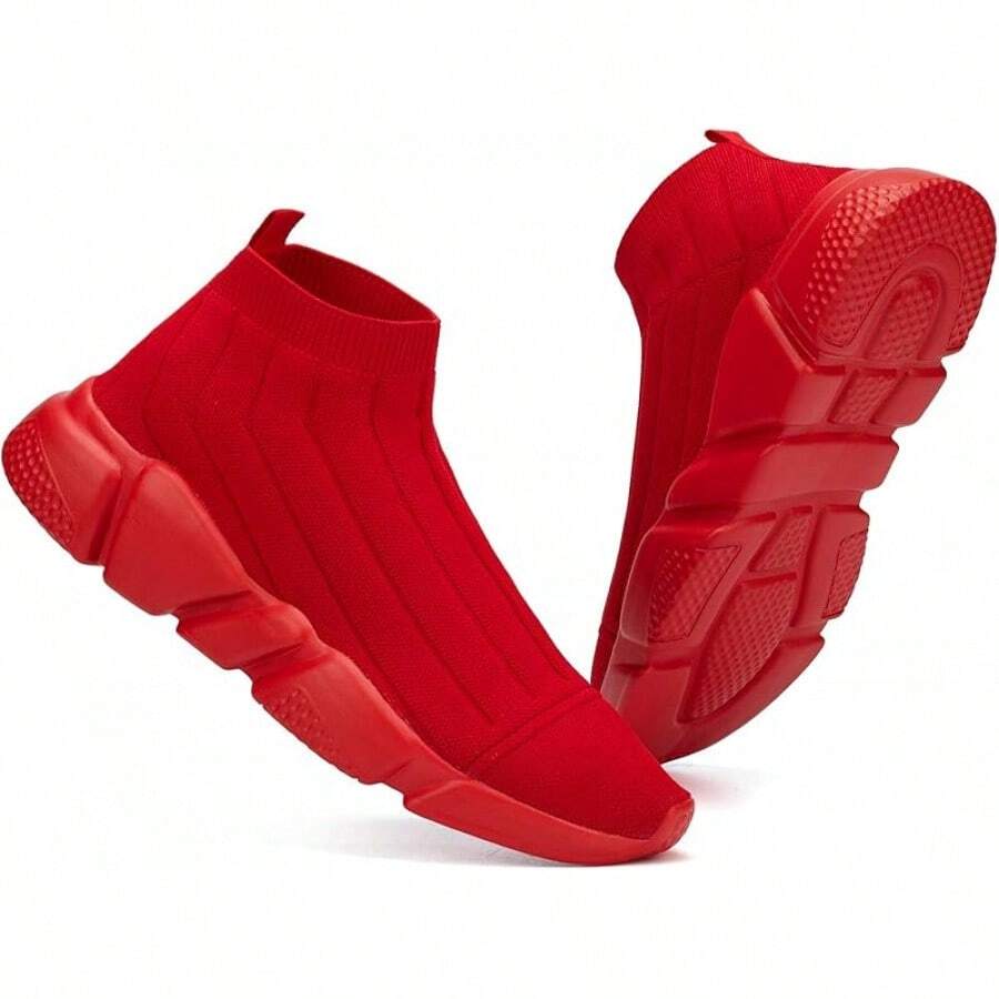 Women's Slip-On Tennis Walking Sneakers, Lightweight Breathable Comfort Gym And Work, Stylish Trainers, 2025 - 046-全部紅色 - 查看 1