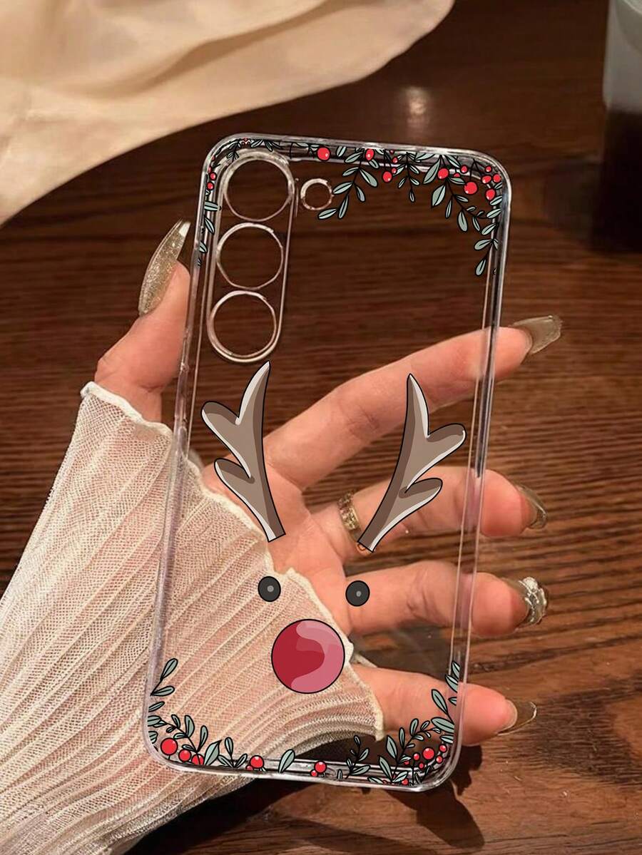 غطاء هاتف ناعم بتصميم رنة عيد الميلاد متوافق مع أجهزة و Honor و Redmi و Galaxy A04e/12/A13/A14/A34/A50/A52/A53/A54/S21/S22/S23/S24/S25/S25Ultra، 6A/7A/8A، 12T/13T، مقاوم للماء والصدمات ومقاوم للخدش، الإصدار الدولي وليس الإصدار المحلي - شفاف - مشاهدة 1