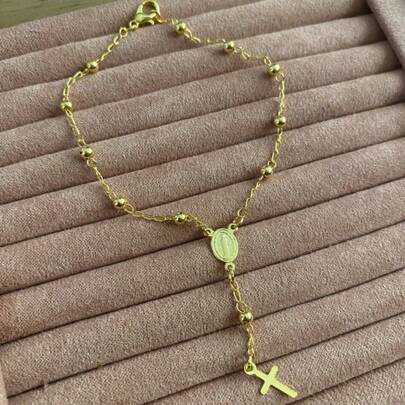 Pulseira Terço Folheado a Ouro