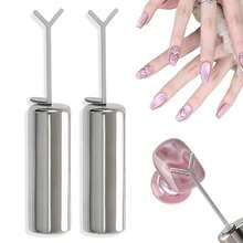 2 Stücke herzförmige Magnete für Cat Eye Gel Nagellack, magnetische Nagelkunst Werkzeuge für atemberaubenden Cat Eye Effekt, DIY Nail Set mit Y-förmigem Stab, Nagelmagnet für Zuhause und Salon Gebrauch