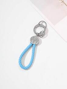 1pc Rhinestone Leather Keychain, Deer Horn Design Meaning "With You All The Way", Available In Black, Dark Brown, Blue, Light Brown, Pink, Rotatable Silver Head, Zinc Alloy Material, Minimalist, High-End, Suitable As Small For Friends And Family Halloween Accessories Teachers Day Christmas Gift Ideas Bag Accessories Lanyards With Id Holder Car Accessories Bag Charms