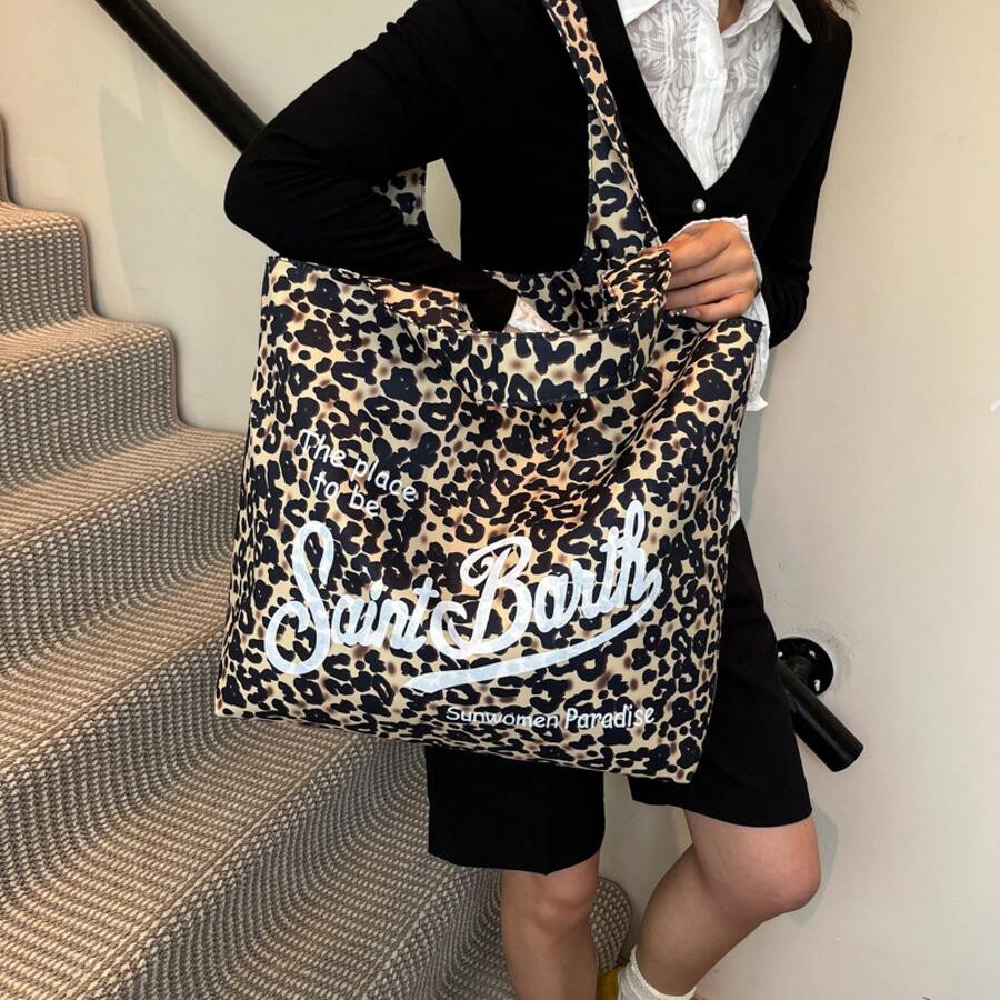 2025 New Large Capacity Bag For Women, Niche Design, Versatile Letter Handbag, Commuter Shoulder Bag - Họa tiết da báo - Xem 1