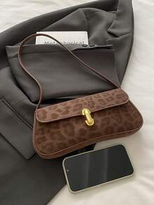 Bolso de hombro de mujer con solapa de piel sintética envejecida, adecuado para citas, salidas y fiestas