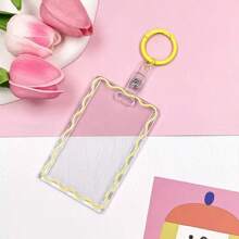 1 件带钥匙扣的卡夹 B 级可爱简约亚克力身份证夹霓虹透明适用于办公室身份证徽章卷轴驾驶执照和通行证 - 彩色 - 查看 10