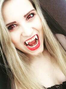 1/10 对万圣节吸血鬼僵尸假牙恶作剧玩具，派对獠牙服装化妆道具 - 彩色 - 查看 2