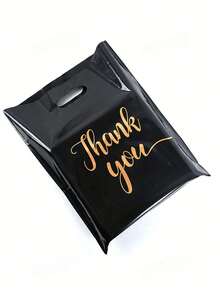50 Piece Black Thank You Gift Wrap Bag - Black 50pcs - View 3