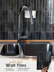 10/30pcs White Brick Pattern Self-Adhesive Tile Stickers, Easy To Peel And Stick Ceramic Tile, Waterproof Wallpaper Suitable For Living Room, Kitchen Backsplash, Bathroom, Zellige Style - Black - View 7