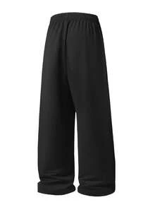 Plus Size Women Summer Casual Loose Straight Leg Pants, Suitable For Daily Wear, All Season