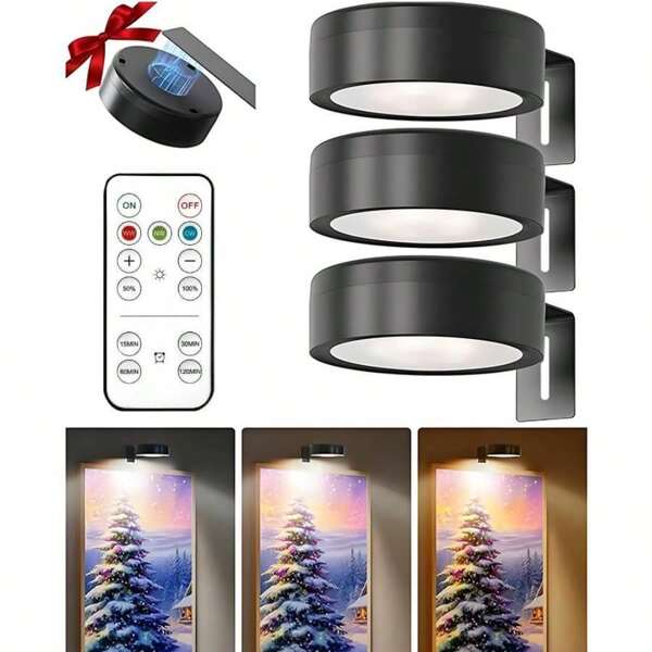 1/3/6-Piece Set Of Picture Light - Wireless Magnetic Display Art Light, With Remote Control, Adjustable Light Timer, Suitable For Art Frame Artworks