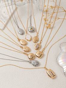 1 Dây chuyền mặt tròn vuông oval đính đá Zirconia thời trang cổ điển mùa hè, mạ vàng 18k. Không dễ bị oxy hóa, thích hợp đeo khi đi nghỉ và hàng ngày. Trang sức nữ. - Nhiều màu - Xem 6