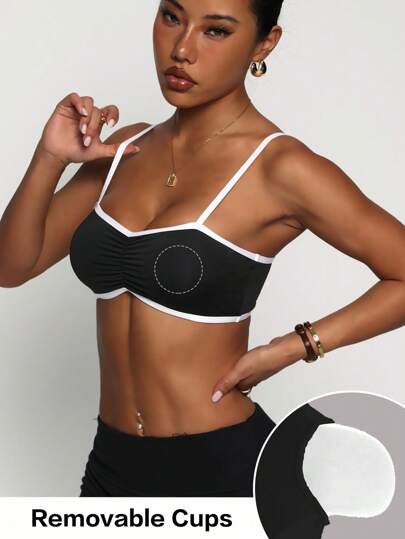 Women's Multi-Color Pleated Front Fashionable & Comfortable Sports Bra