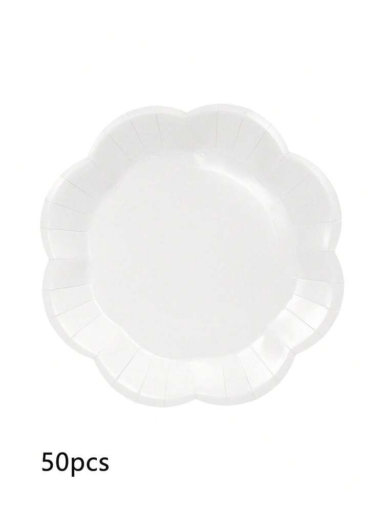 10 件/20 件/50 件红色纸盘 7 英寸扇形甜点盘 9 英寸红色花形餐盘优雅餐桌装饰派对婚礼婴儿洗礼生日圣诞新年蛋糕盘派对用品 - 白色 - 查看 9